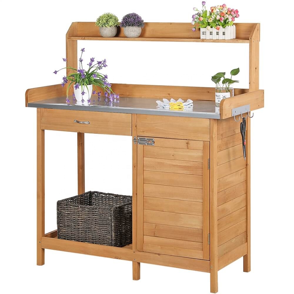 Outdoor Furniture Wood - Massivholz-Pflanztisch für den Außenbereich und den