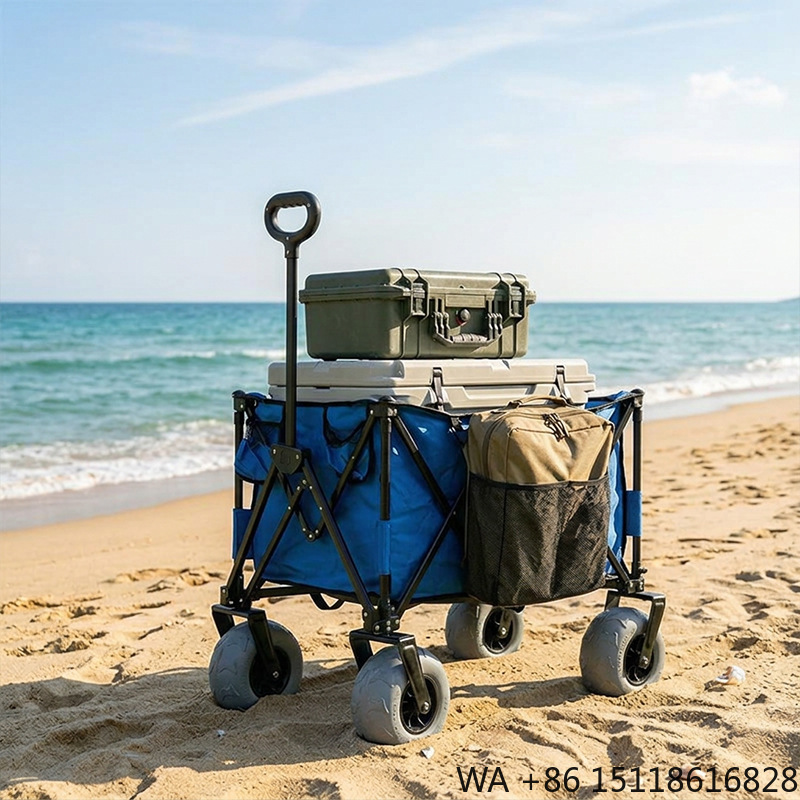 Outdoor Furniture Metal - Faltbarer Metall-Strandwagen mit Schnellverschluss-Schwenkballonrädern, Kompakter &