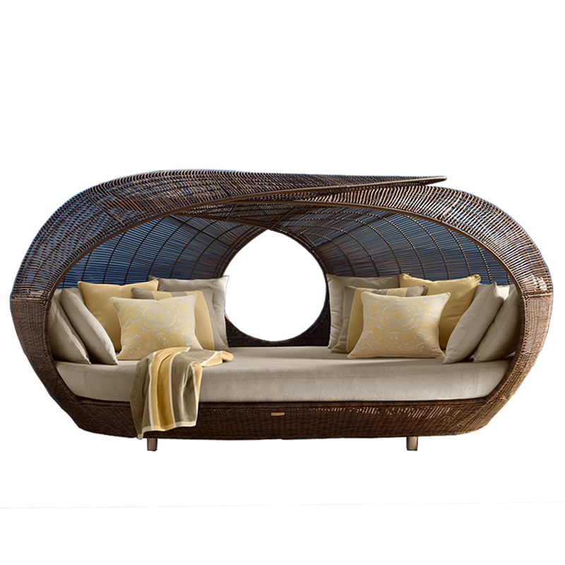Outdoor Daybed Furniture - kv-Outdoor Bestseller Hochwertiges Halbrund-Rattan-Tagesbett, Gartenmöbel aus