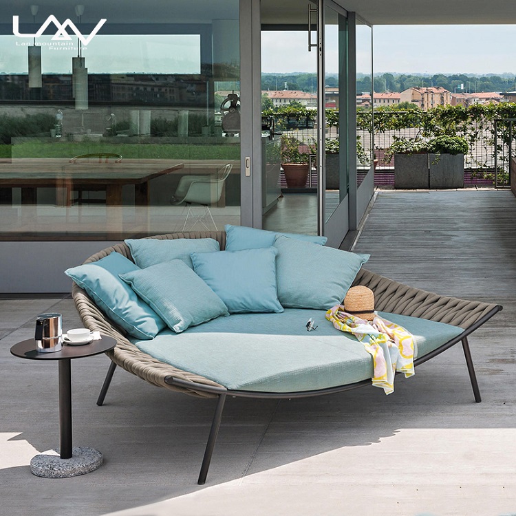 Outdoor Daybed Furniture - Modernes Outdoor-Gartenmöbel: Geflochtenes Seil-Tagesbett für Hotel,