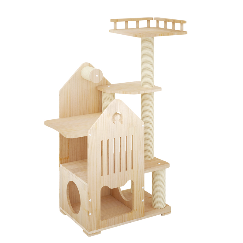 Outdoor Furniture Luxury - Moderner Luxus-Katzenbaum aus Naturholz, Katzen-Kletterbaum, Kratzbaum,