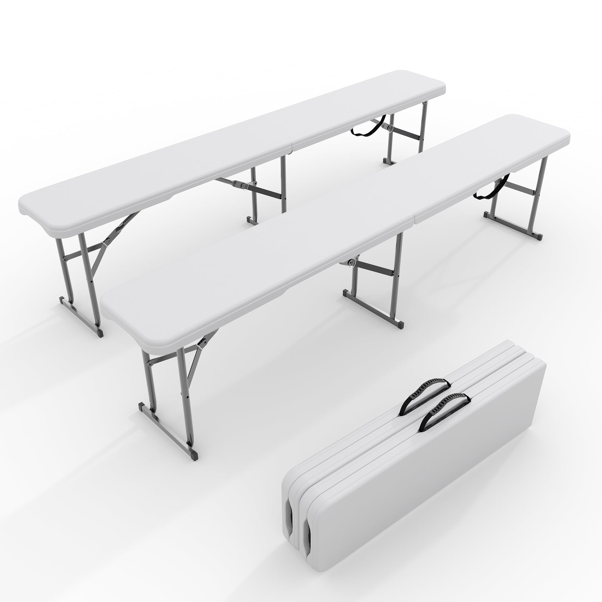 Outdoor Furniture Diy - 2er-Pack 6ft klappbare Gartenbank – HDPE-Kunststoffsitz,