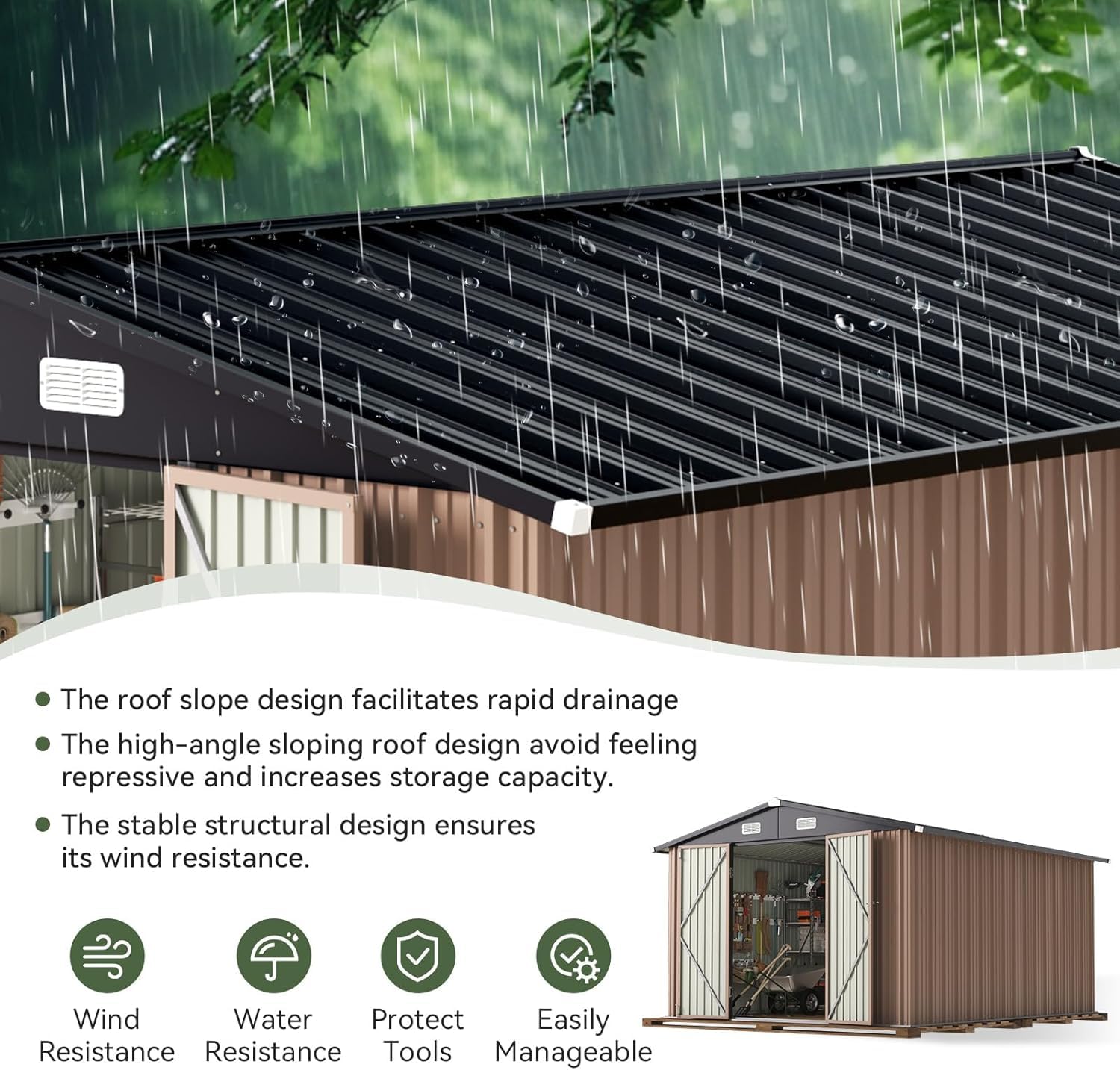 Outdoor Furniture Metal - 12 x 10FT Outdoor-Lagerschuppen mit doppelt