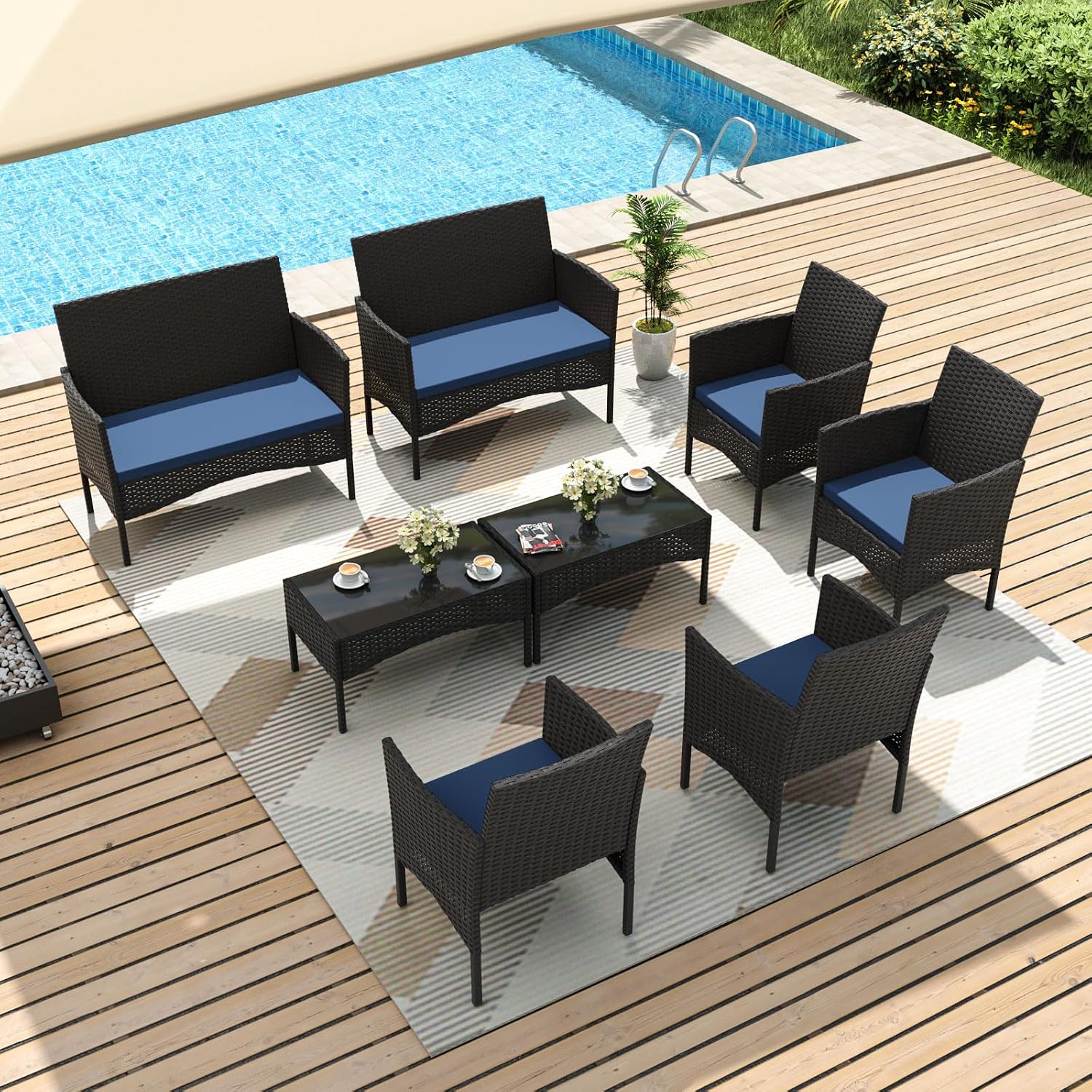 8-teiliges Gartenmöbel-Set, Ra – Outdoor Furniture Metal Chairs Bewertung und Preis